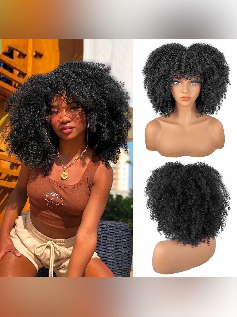 Black Afro Kinky Curly Women's Wig - Unbranded